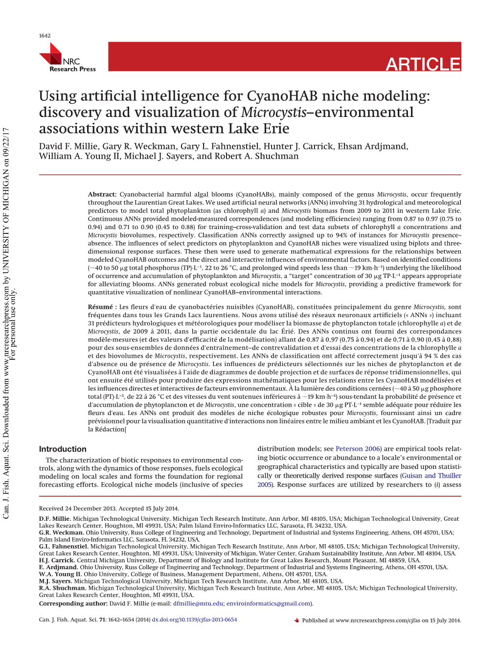 Using Artificial Intelligence for Cyanohab Niche Modeling