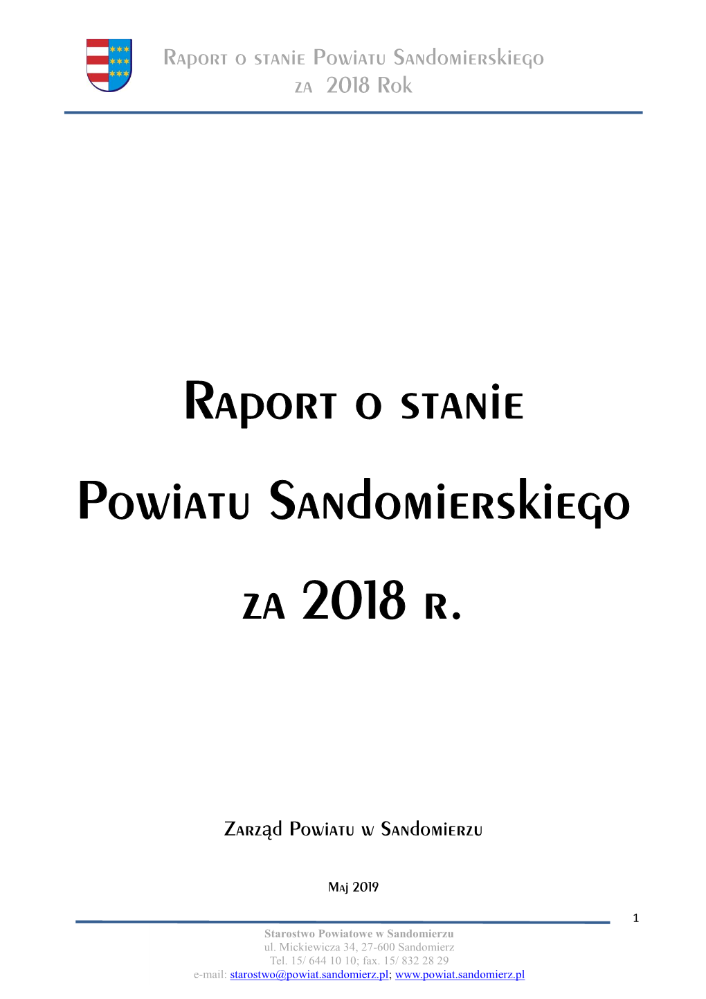 Raport O Stanie Powiatu Sandomierskiego Za 2018 R