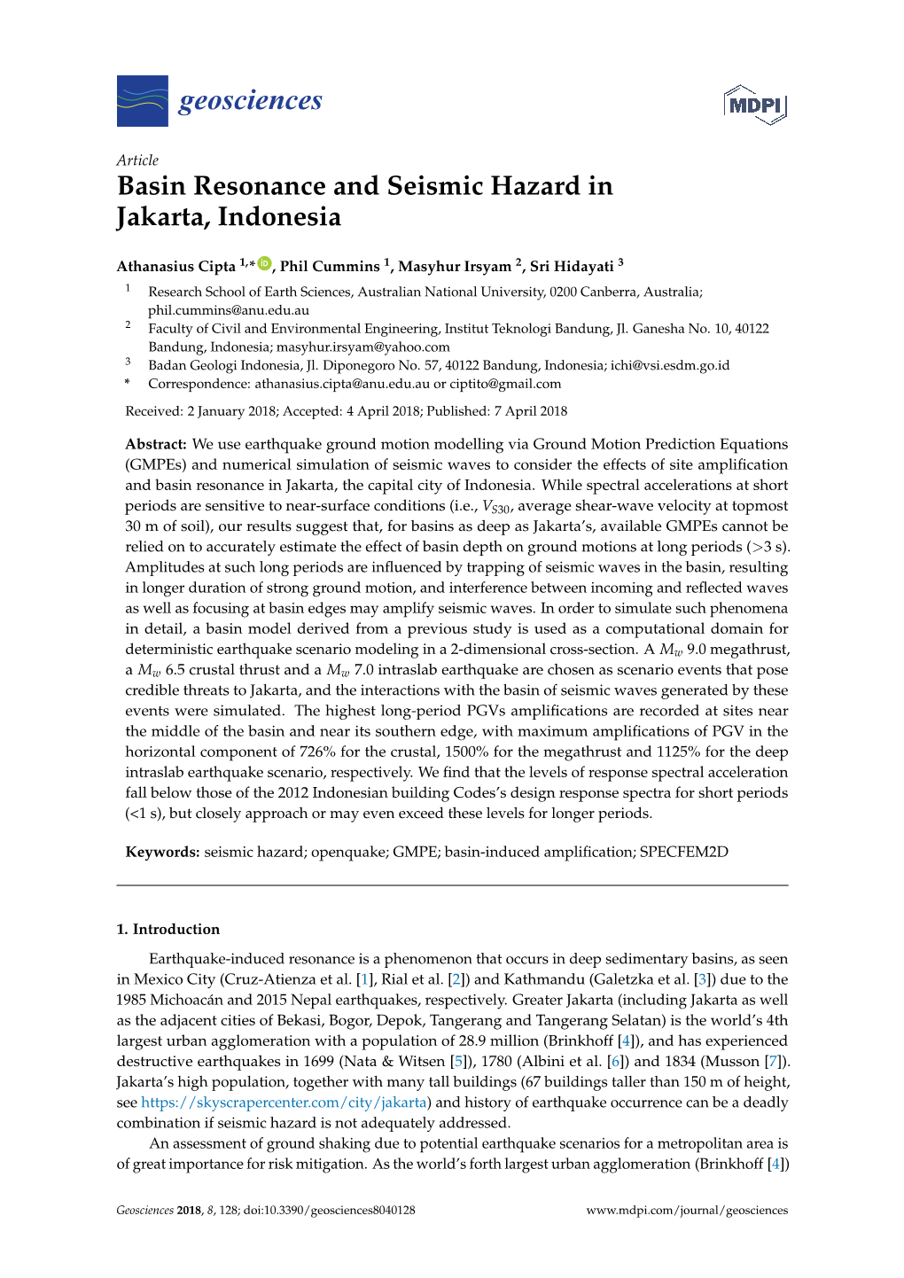 Basin Resonance and Seismic Hazard in Jakarta, Indonesia