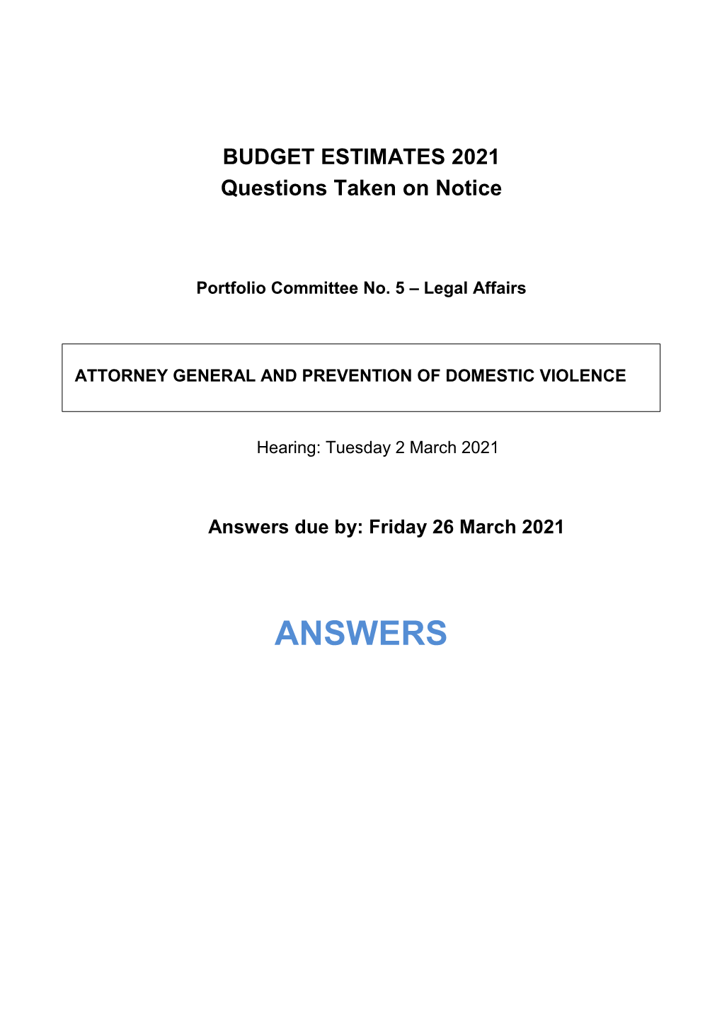 Attorney General and Prevention of Domestic Violence