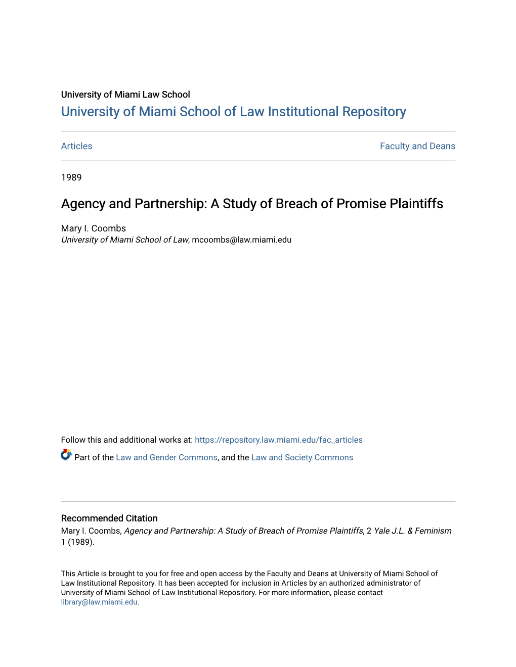 A Study of Breach of Promise Plaintiffs