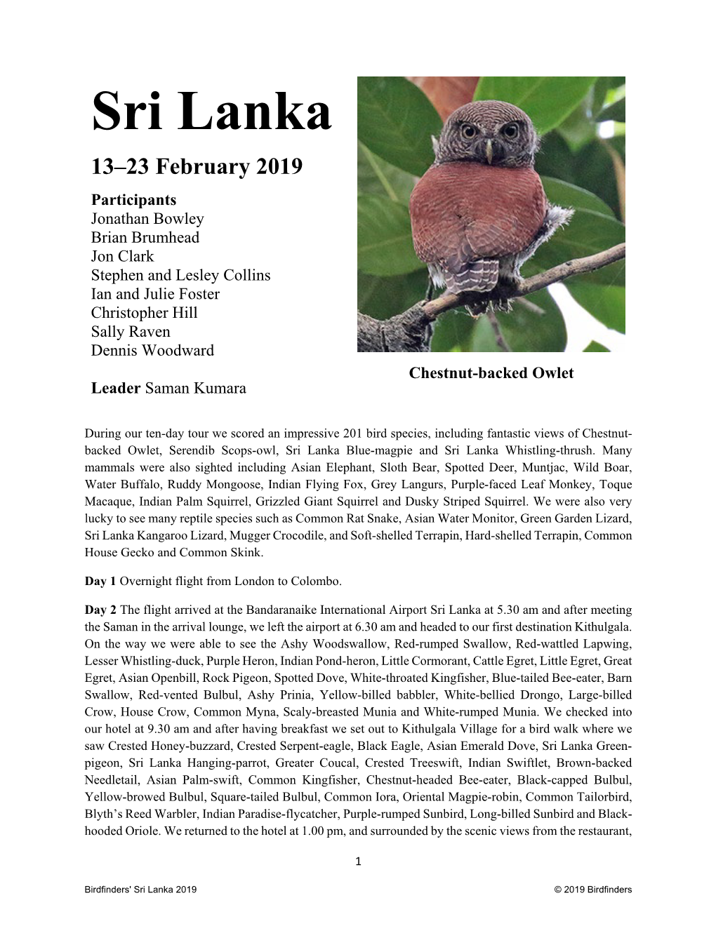 Sri Lanka 2019 © 2019 Birdfinders We Had Our Lunch