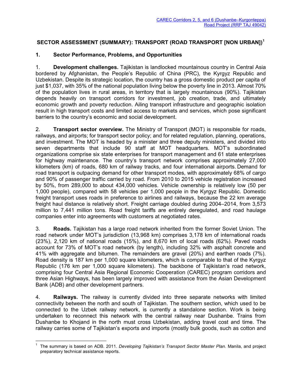 CAREC Corridors 2, 5, and 6 (Dushanbe-Kurgonteppa)