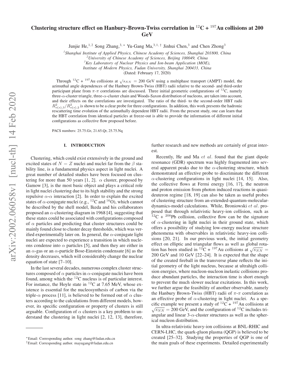 Clustering Structure Effect on Hanbury-Brown-Twiss Correlation in $^{12} $ C+ $^{197} $ Au Collisions at 200