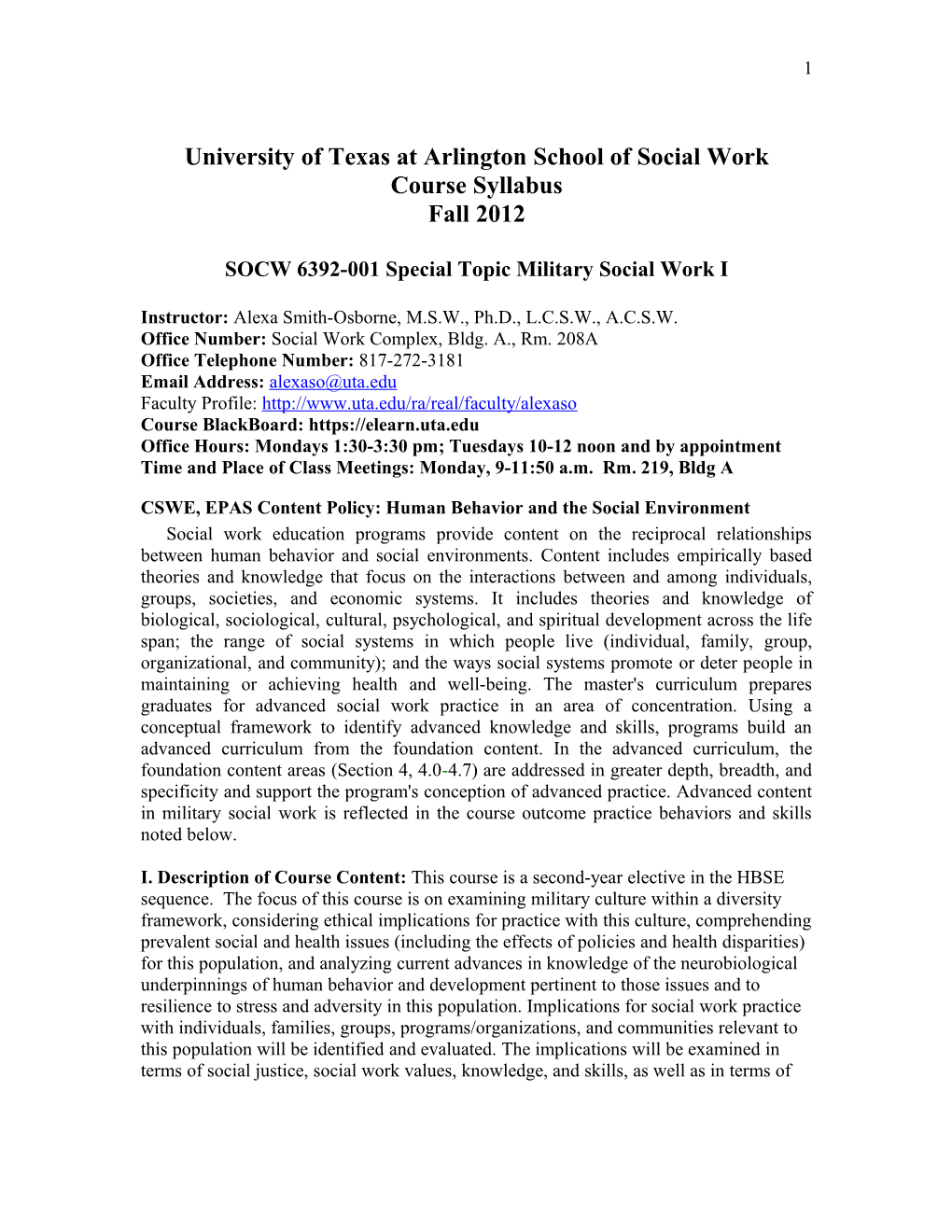 University of Texas at Arlington School of Social Work