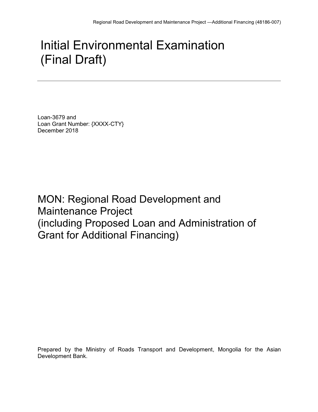 Initial Environmental Examination (Final Draft)