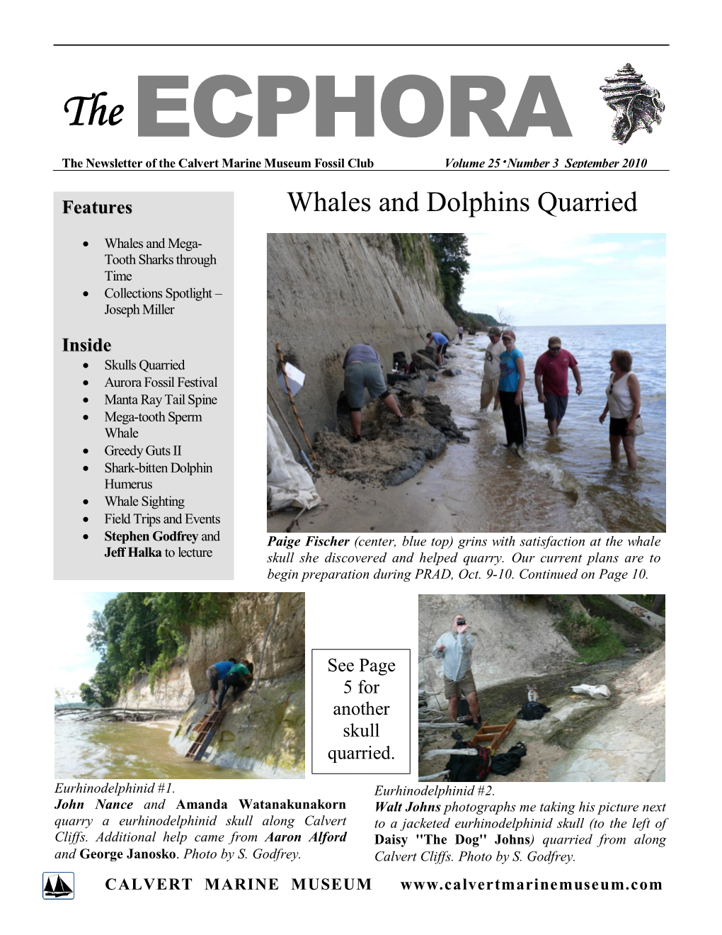 The ECPHORA the Newsletter of the Calvert Marine Museum Fossil Club Volume 25  Number 3 September 2010