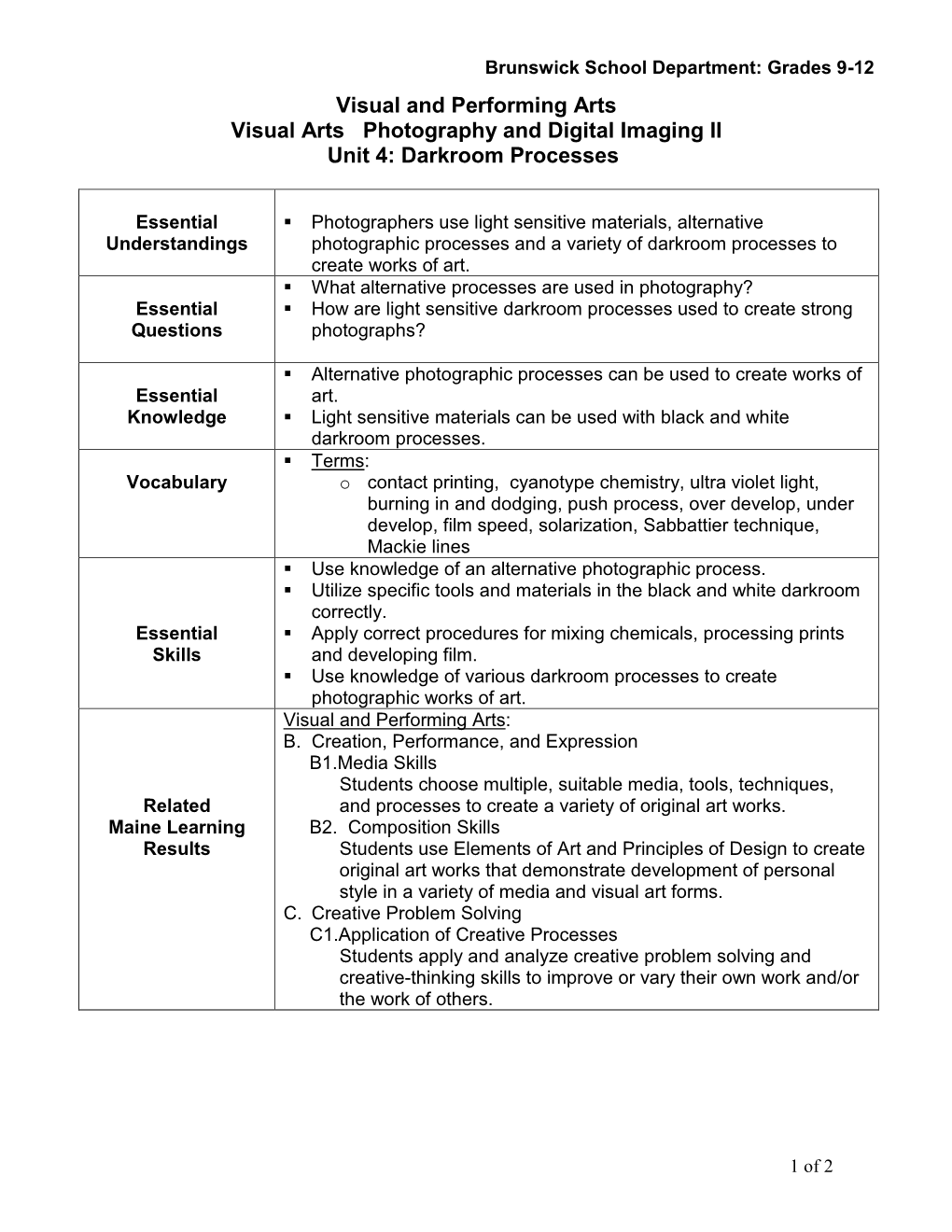 Unit 4: Darkroom Processes