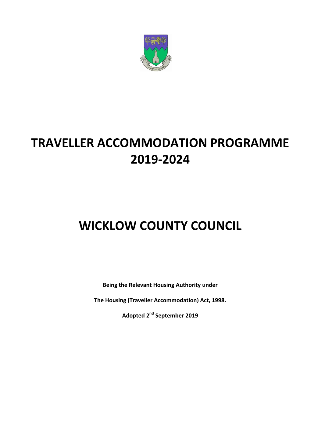 Traveller Accommodation Programme 2019-2024 Wicklow County Council