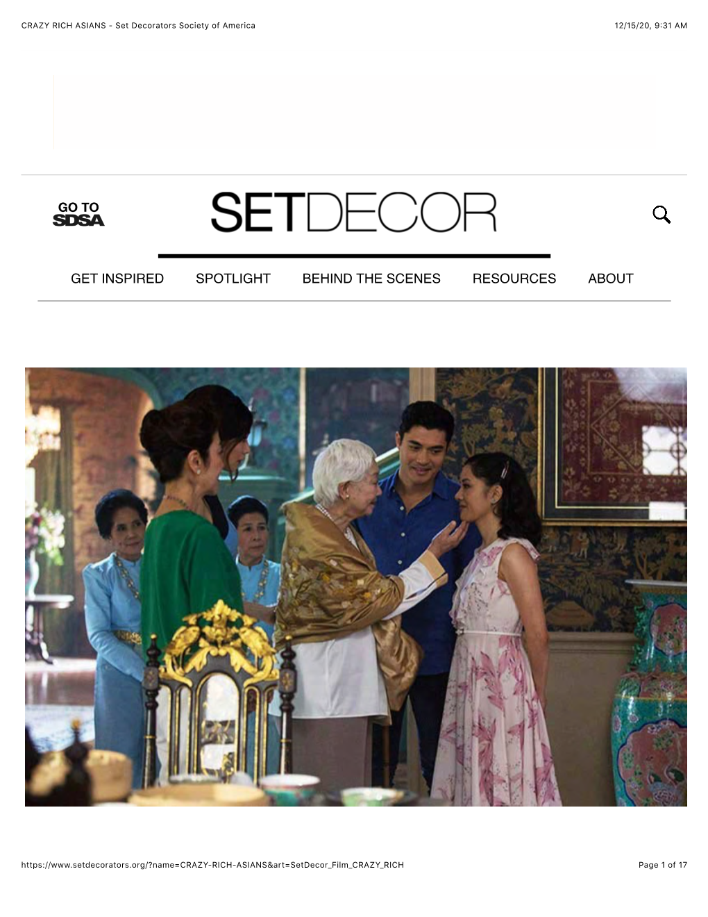 CRAZY RICH ASIANS - Set Decorators Society of America 12/15/20, 9:31 AM