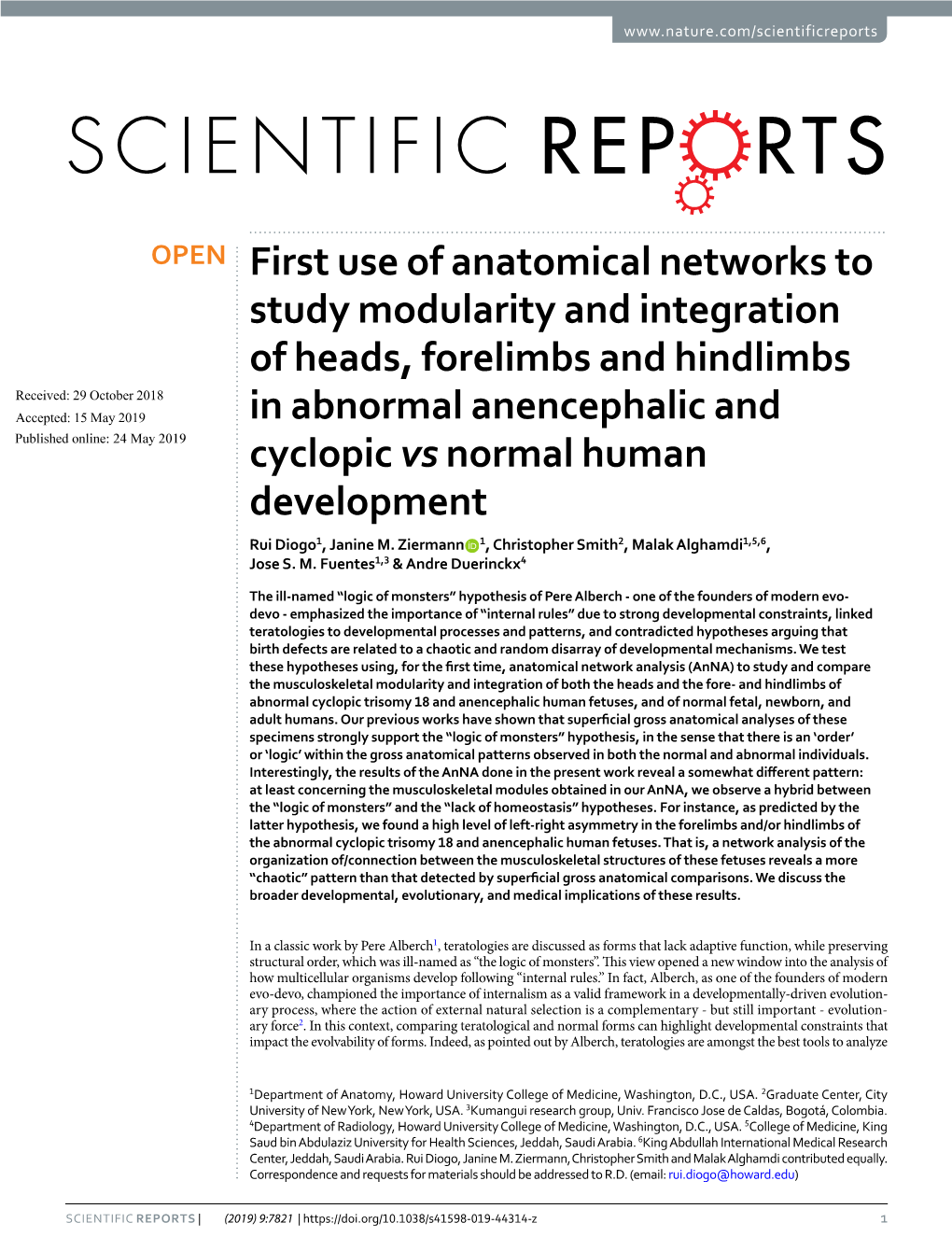 First Use of Anatomical Networks to Study Modularity and Integration Of