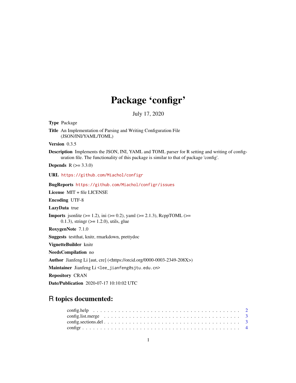 Package 'Configr'