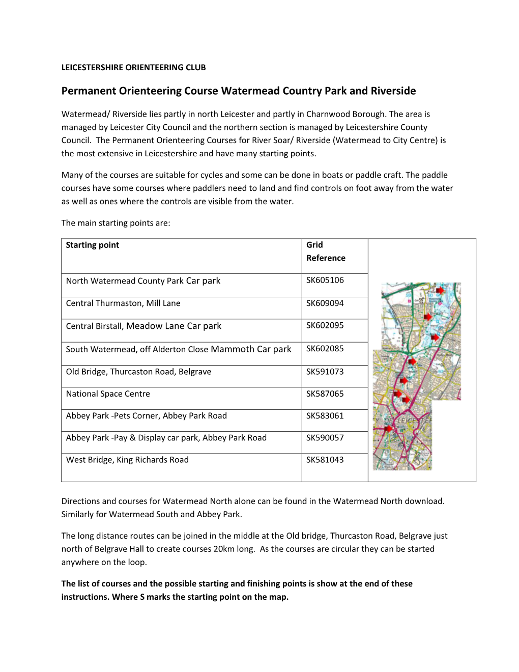 Permanent Orienteering Course Watermead Country Park and Riverside