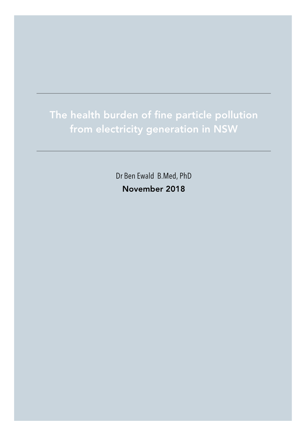 The Health Burden of Fine Particle Pollution from Electricity Generation in NSW