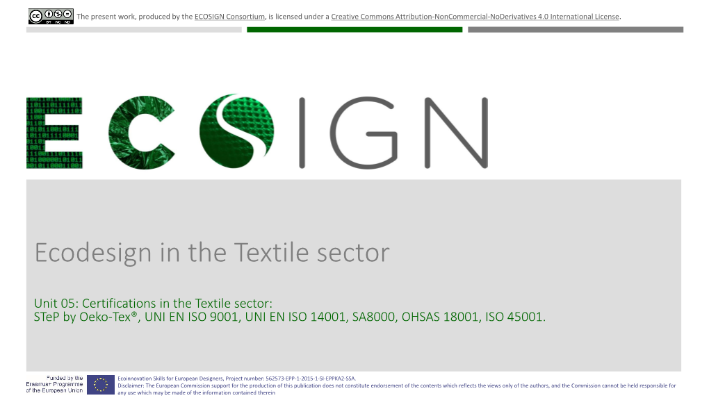 Ecodesign in the Textile Sector