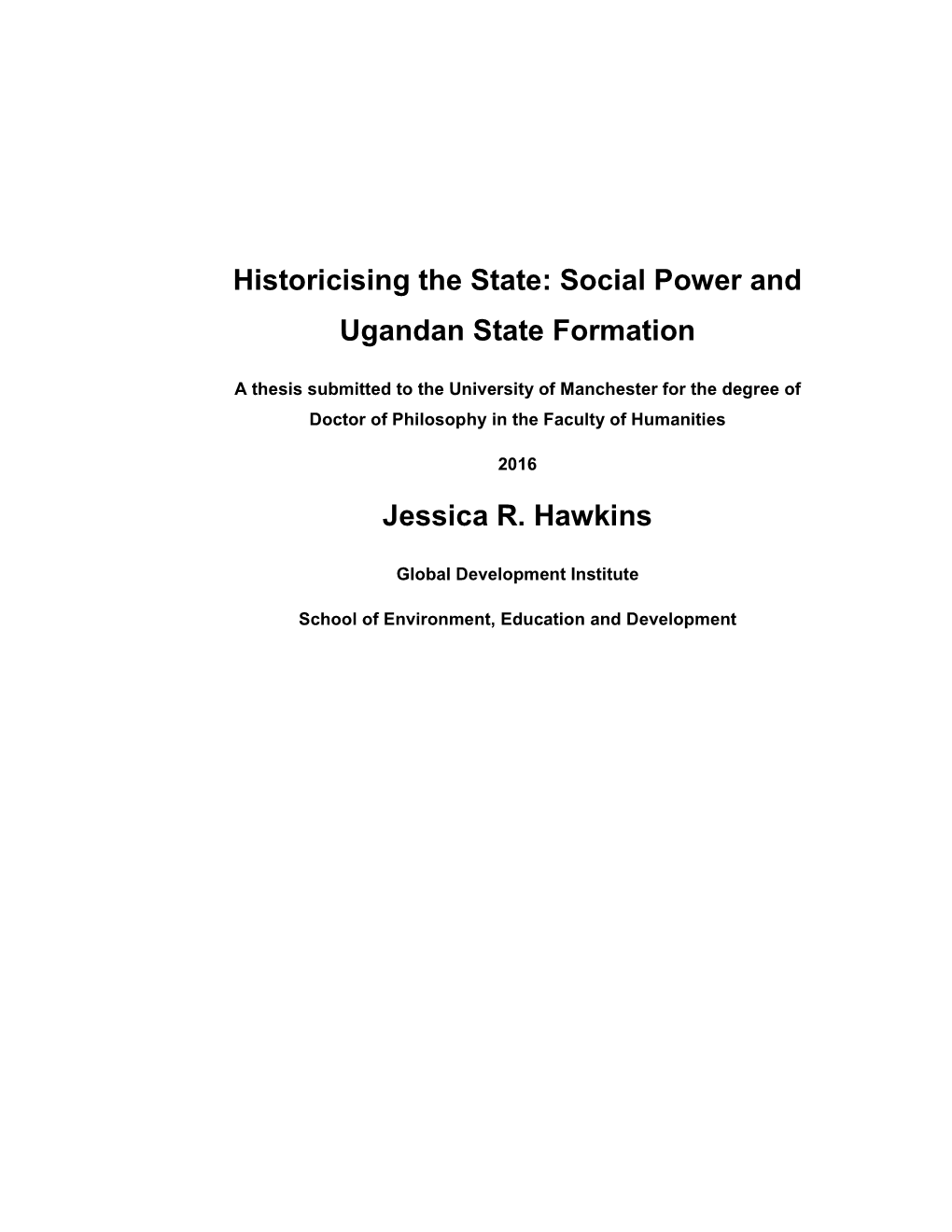 Social Power and Ugandan State Formation