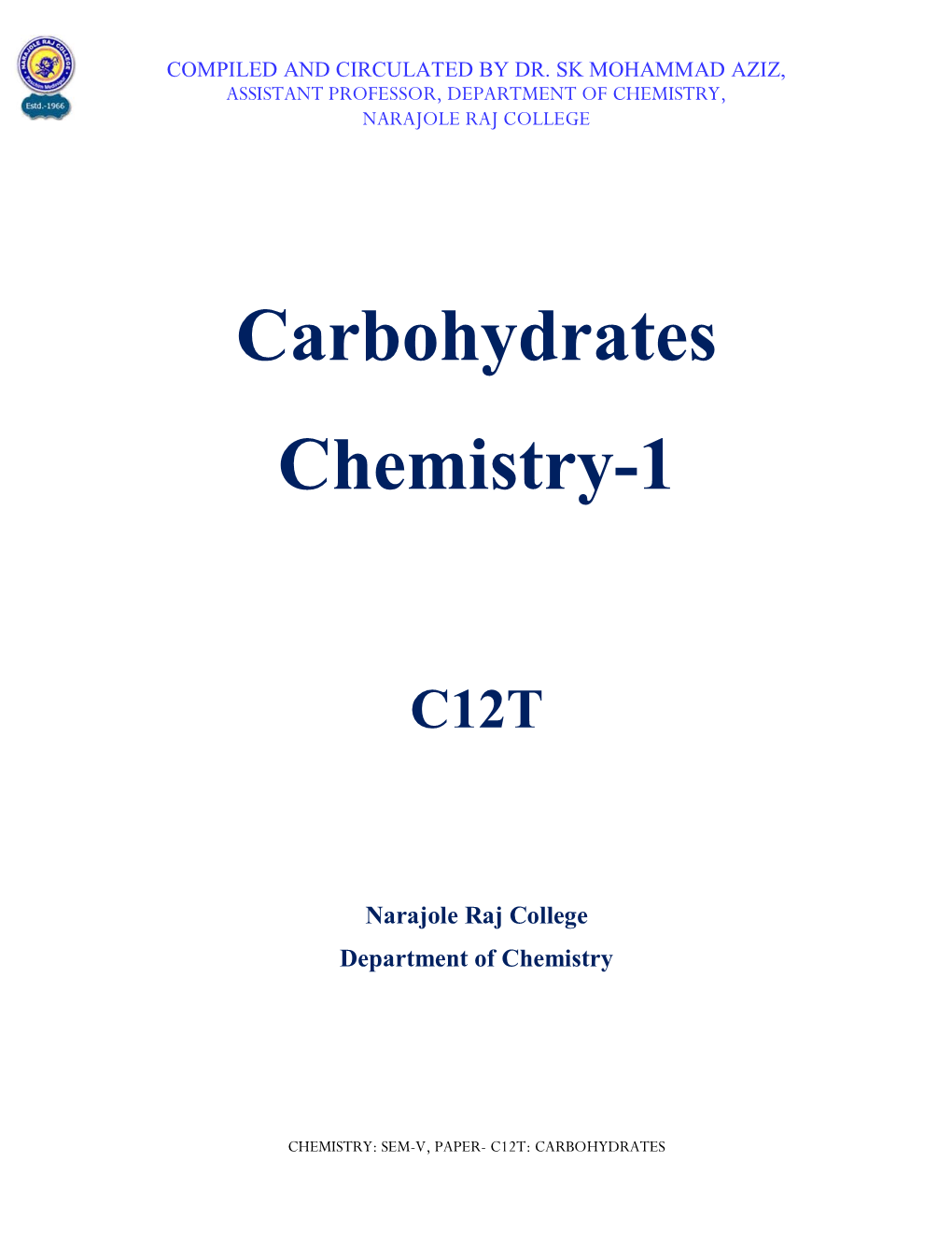 Carbohydrates Chemistry-1