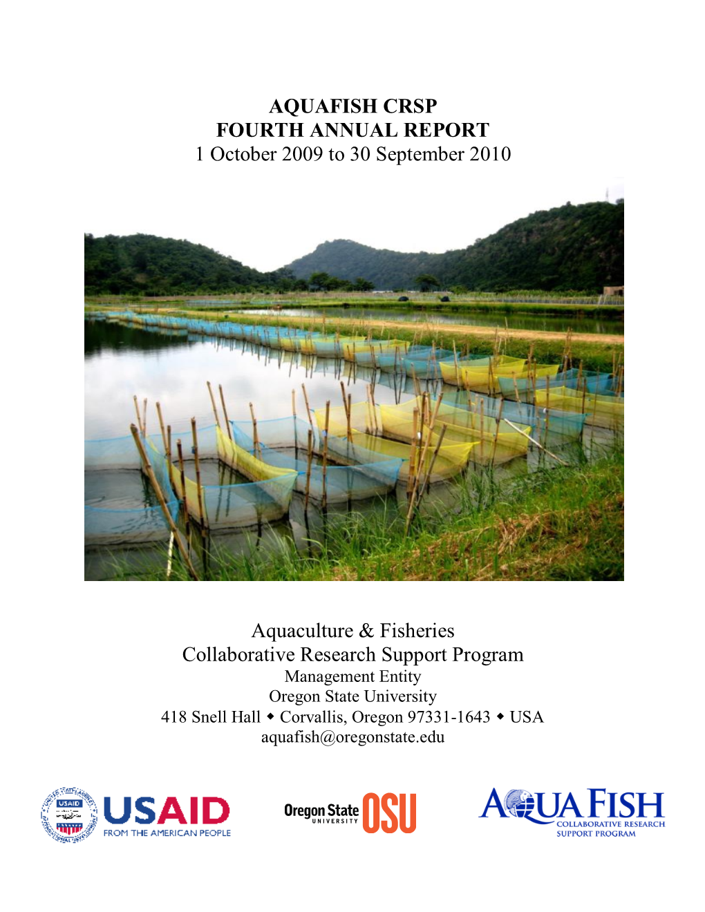AQUAFISH CRSP FOURTH ANNUAL REPORT 1 October 2009 to 30 September 2010