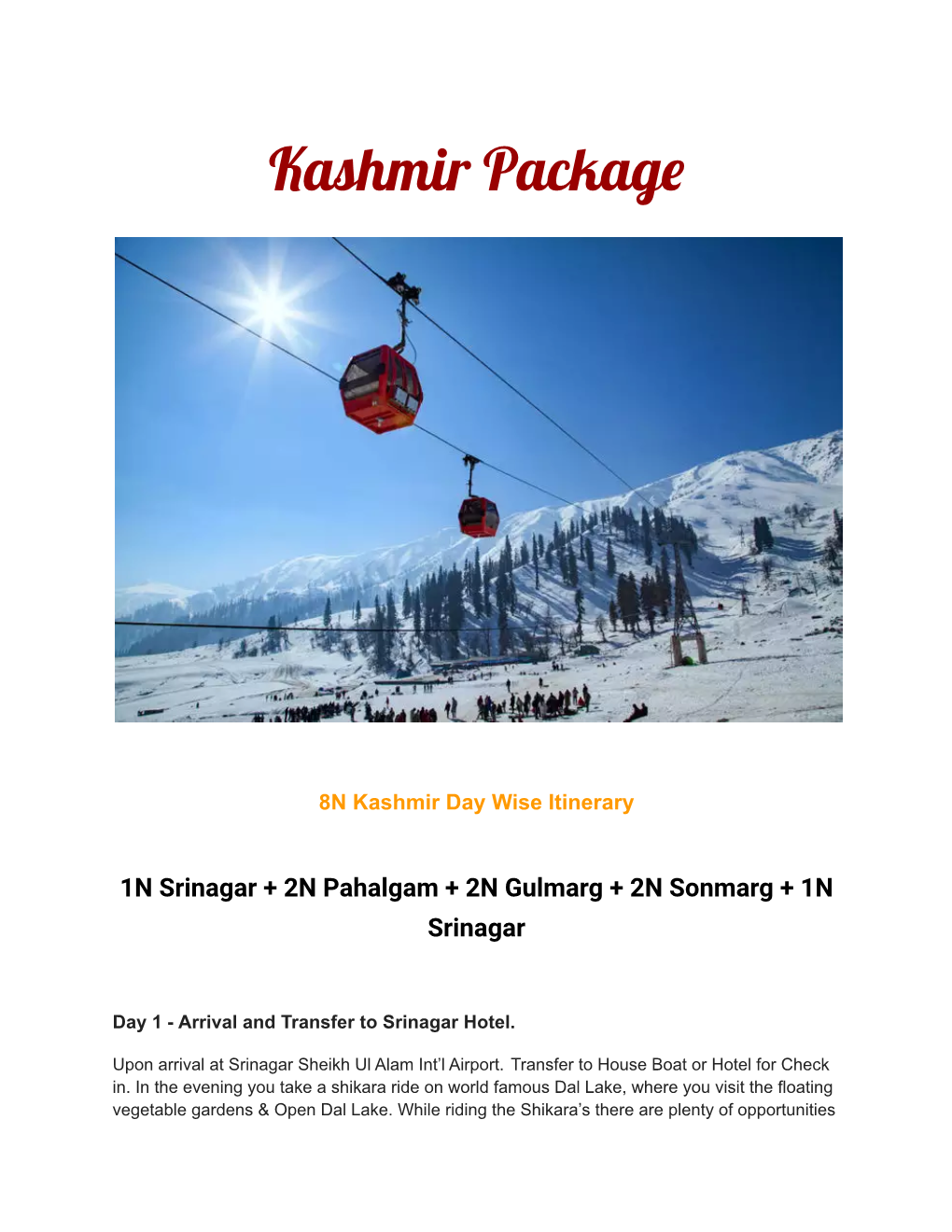 Kashmir Package