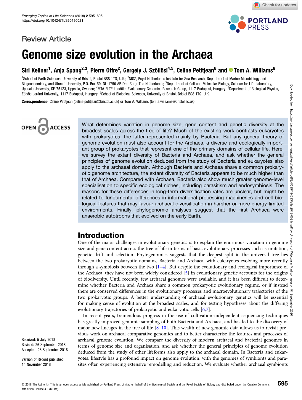 Genome Size Evolution in the Archaea