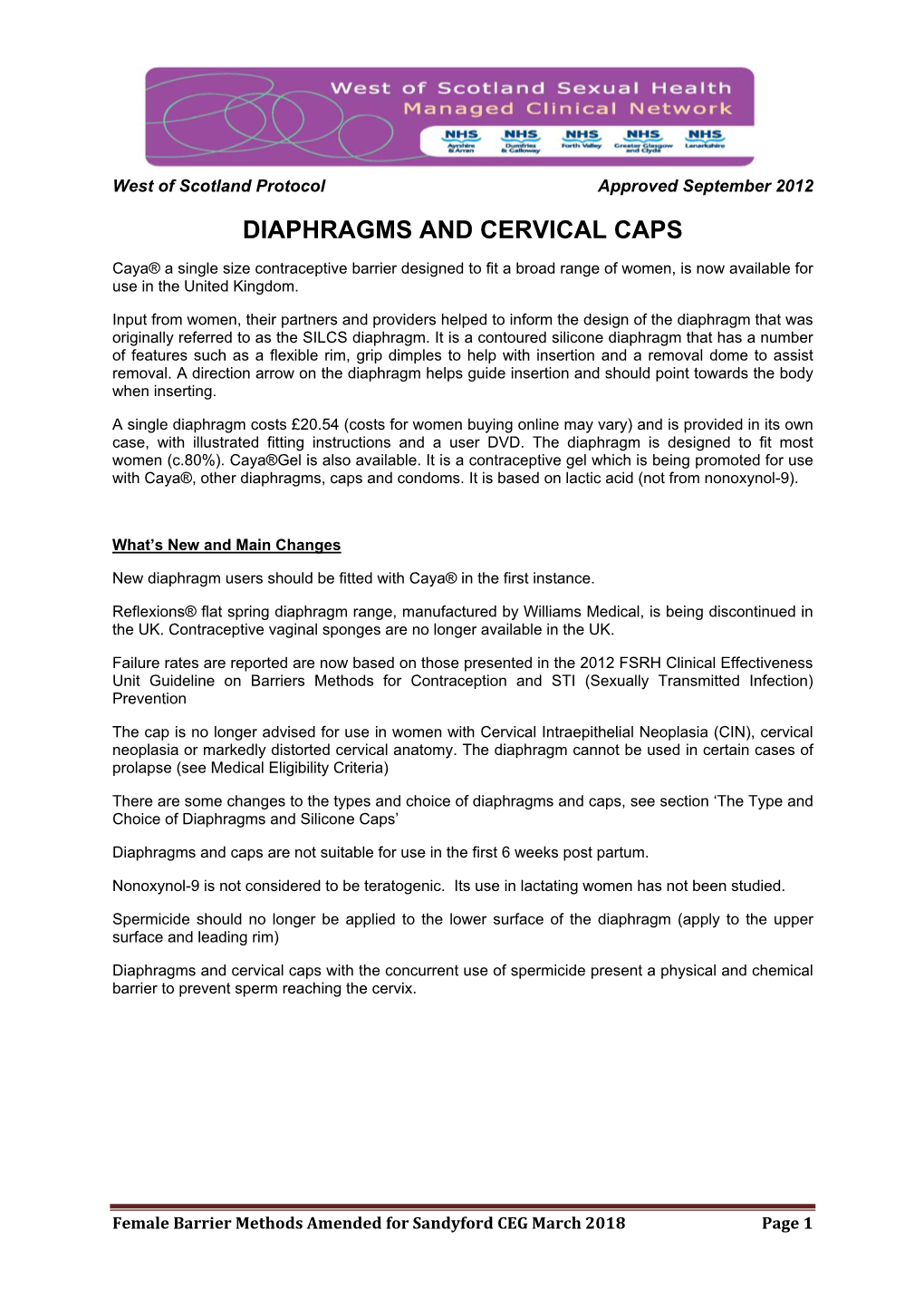 Diaphragms and Cervical Caps