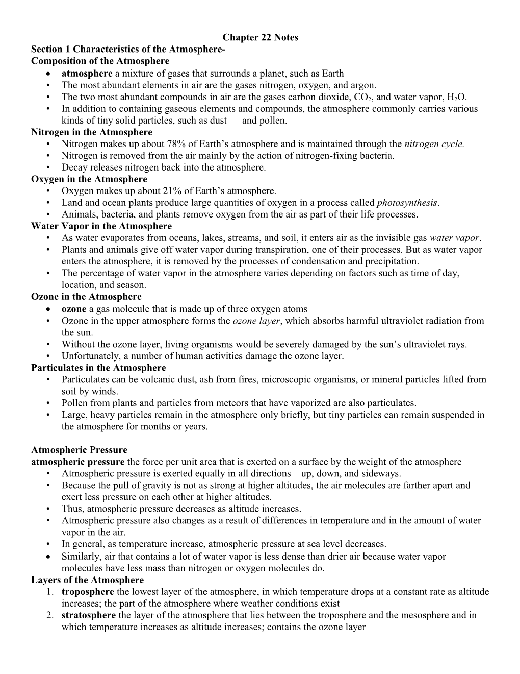 Section 1 Characteristics of the Atmosphere s1