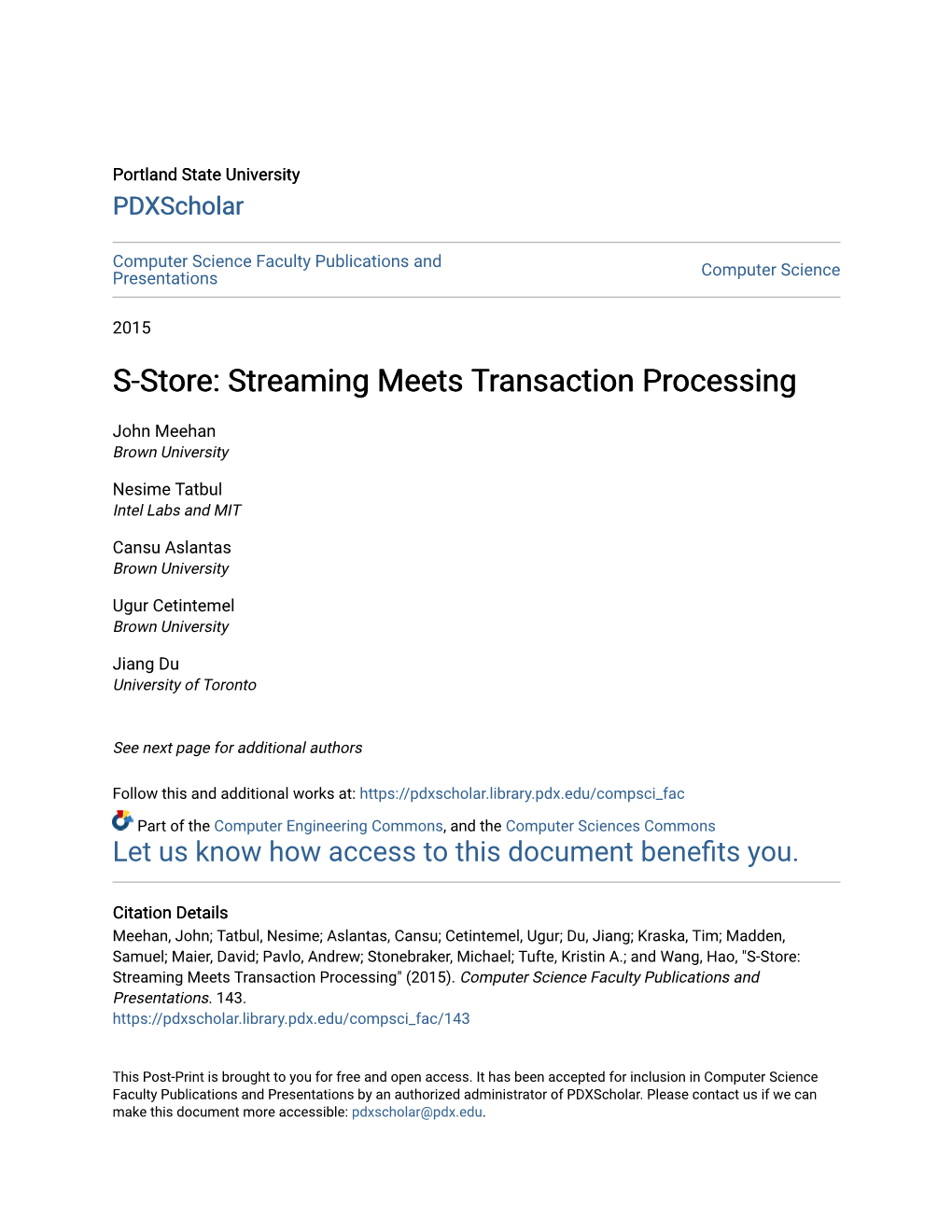 Streaming Meets Transaction Processing