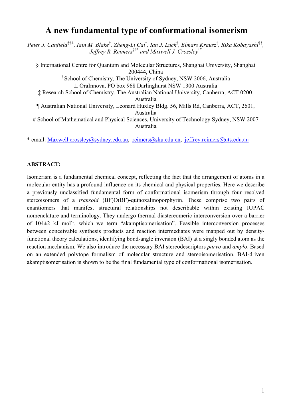 A New Fundamental Type of Conformational Isomerism