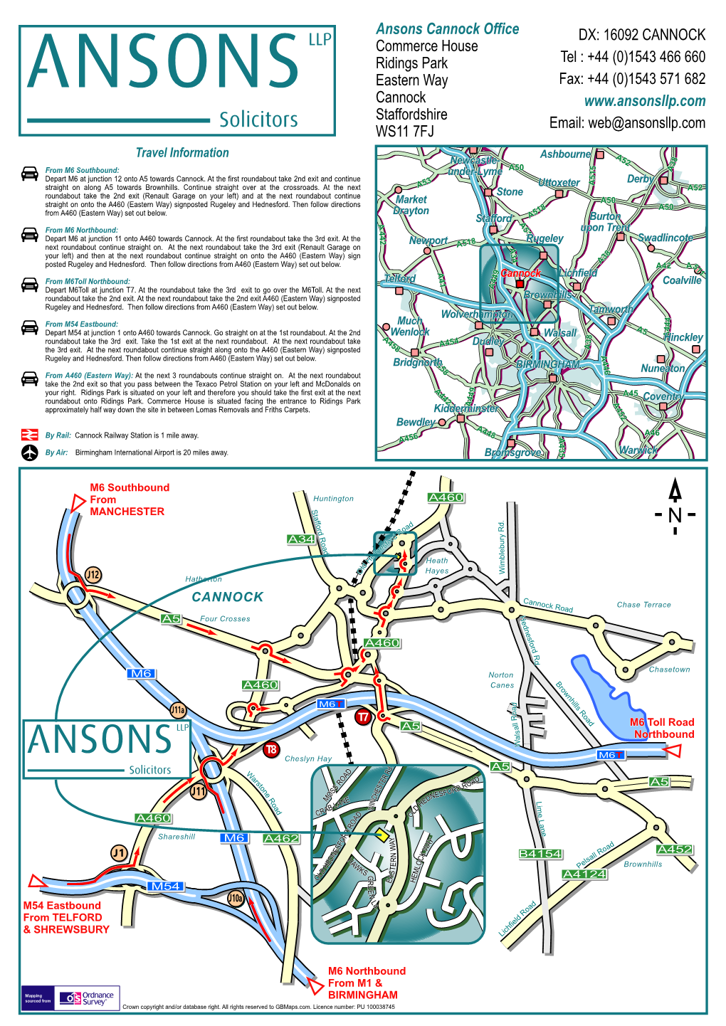 Ansons Cannock Office Commerce House Ridings Park Eastern Way Cannock Staffordshire WS11 7FJ DX