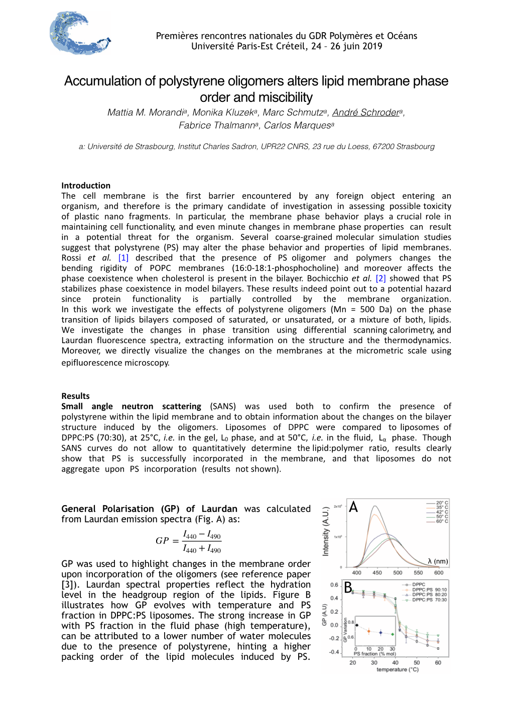 Accumulation of Polystyrene Oligomers Alters Lipid Membrane Phase Order and Miscibility Mattia M