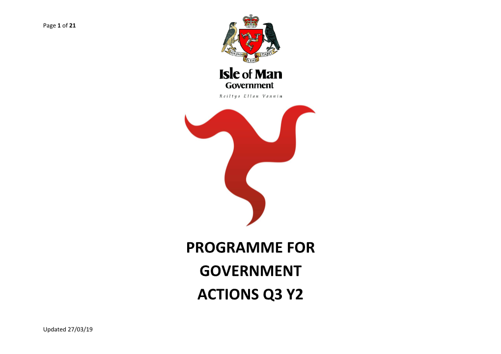 Programme for Government Actions Q3 Y2