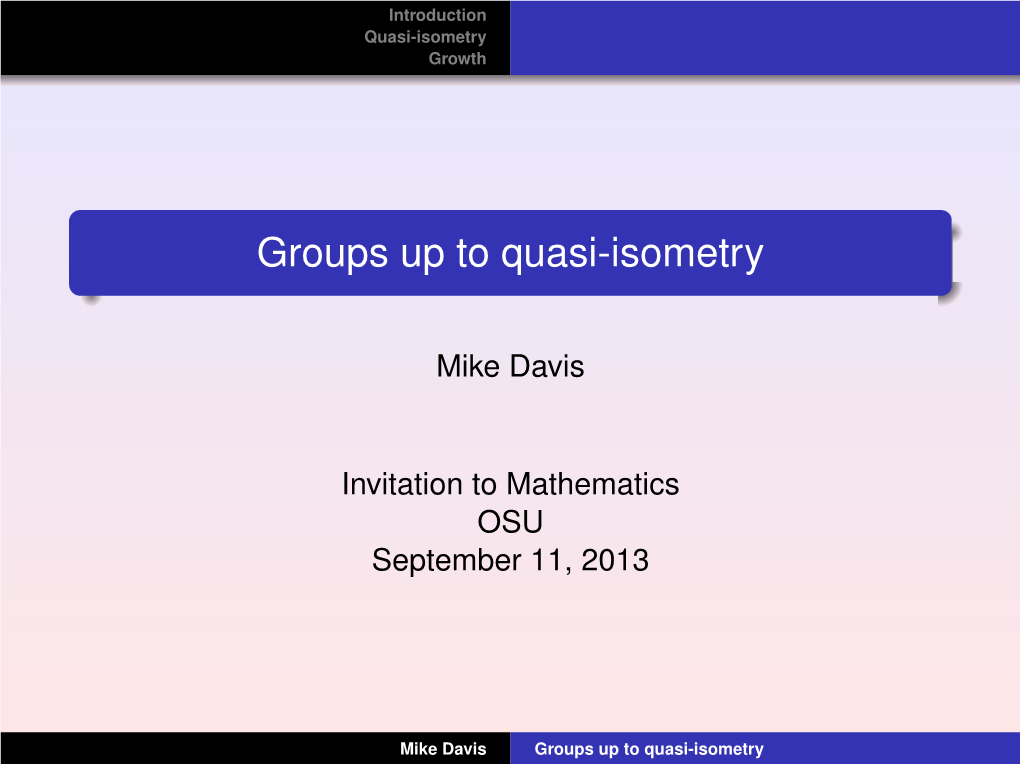 Groups up to Quasi-Isometry