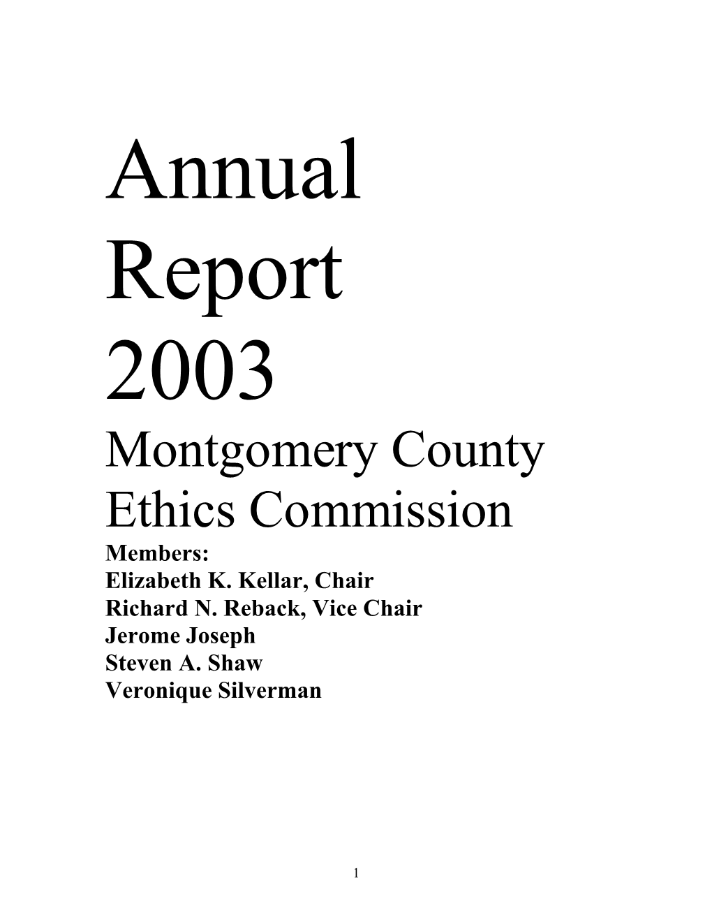 Montgomery County Ethics Commission Members: Elizabeth K