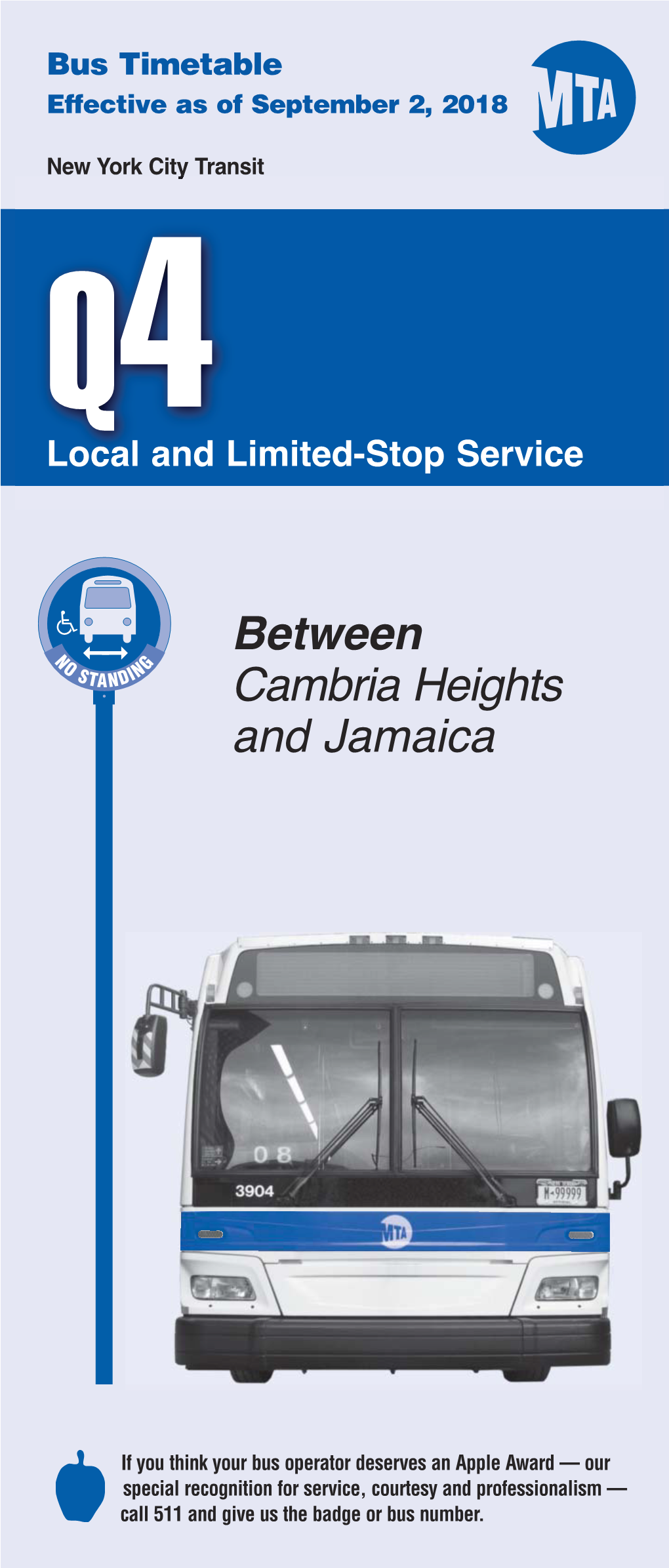 Q4 SCHEDULE CONTINUES INSIDE — Page 5 — Q4 Weekday Service to Cambria Heights, Cont