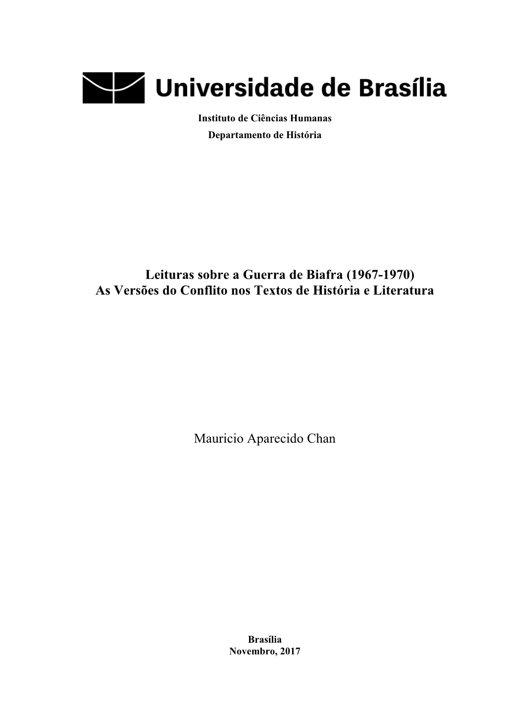 Leituras Sobre a Guerra De Biafra (1967-1970) As Versões Do Conflito Nos Textos De História E Literatura Mauricio Aparecido Ch