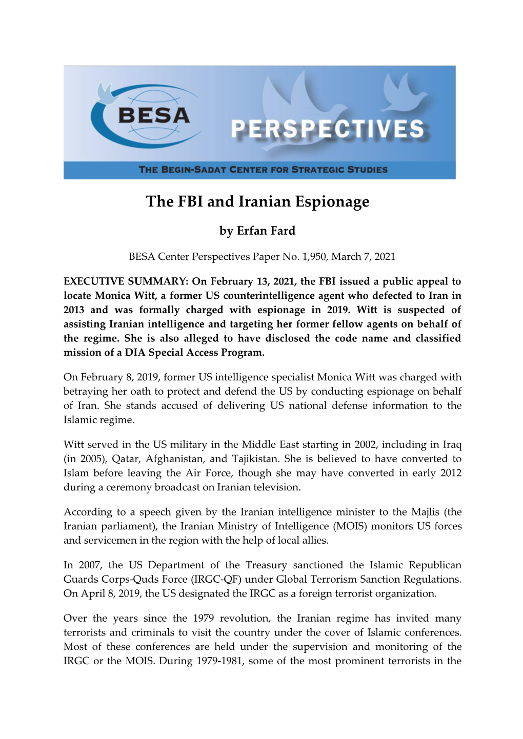 The FBI and Iranian Espionage