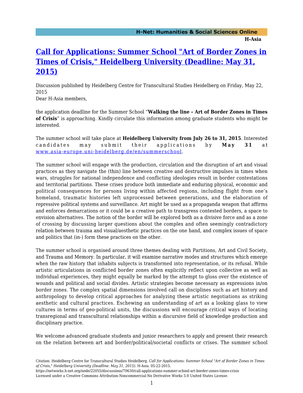 Heidelberg University (Deadline: May 31, 2015)