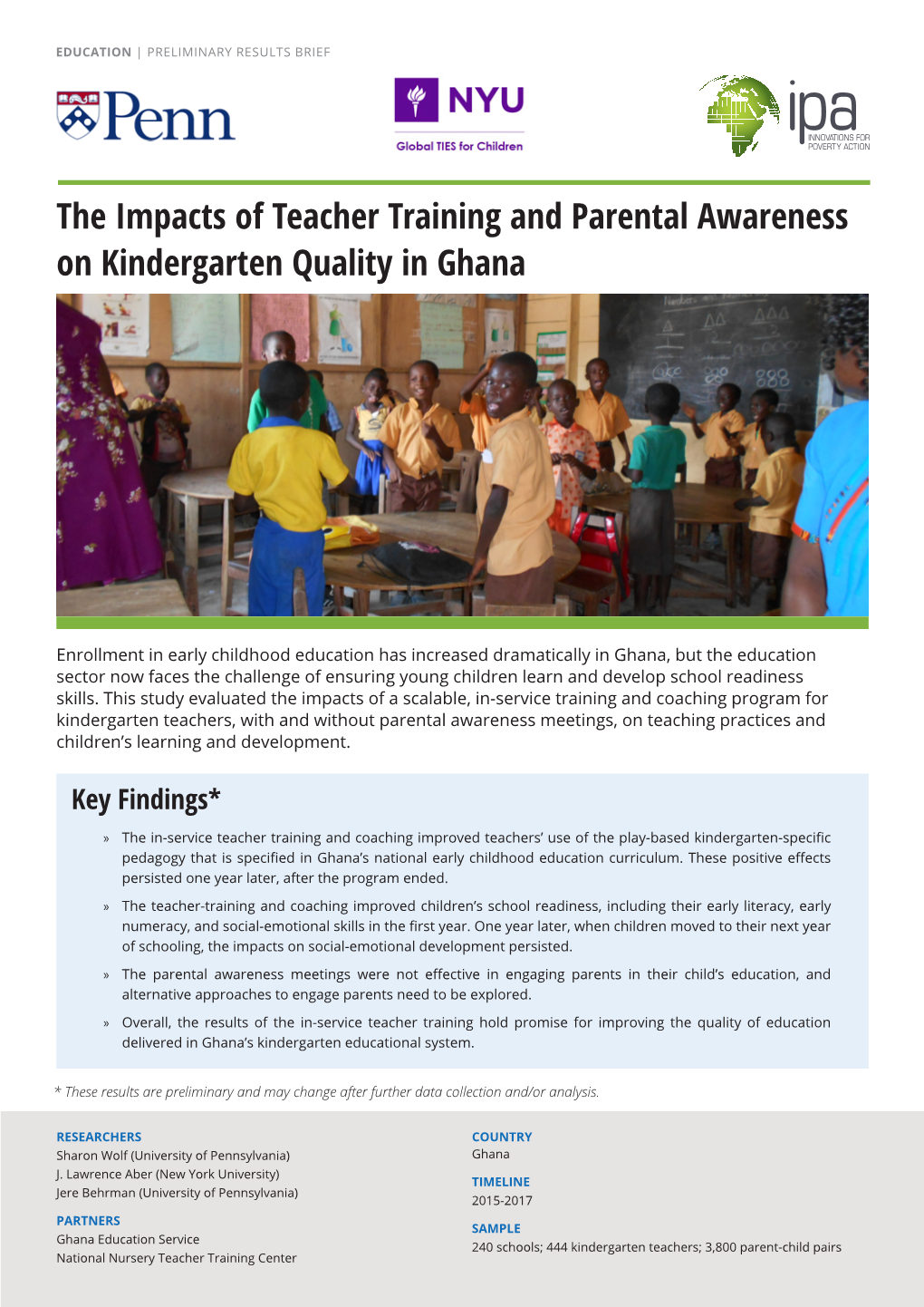 The Impacts of Teacher Training and Parental Education on Kindergarten