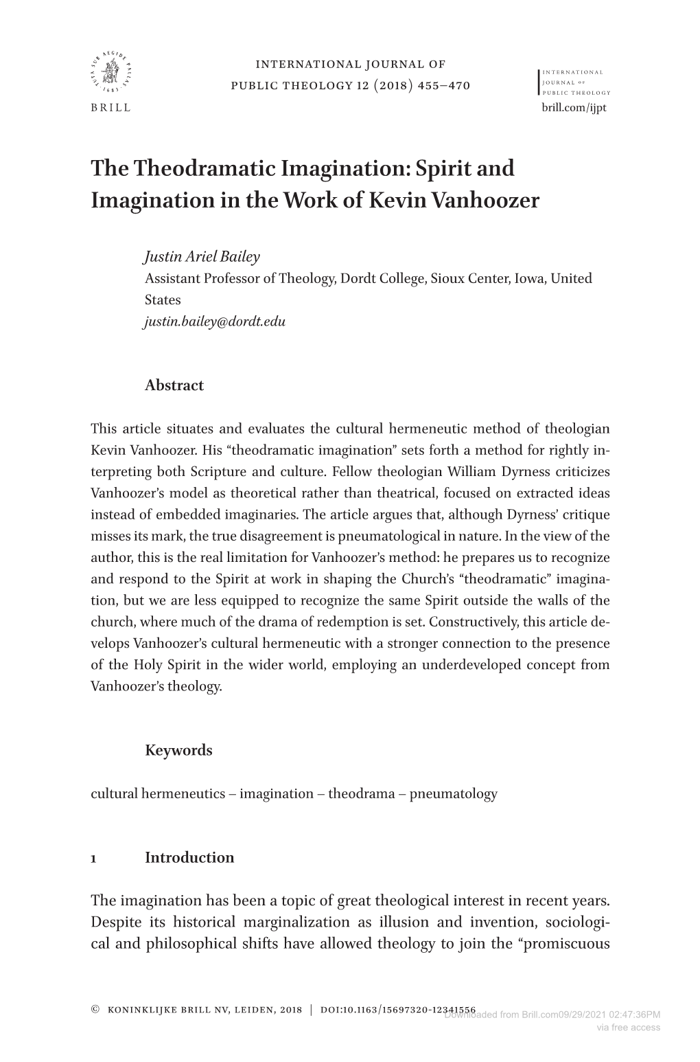 Spirit and Imagination in the Work of Kevin Vanhoozer