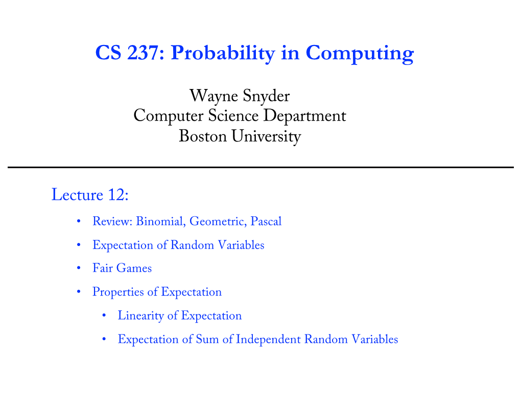Lecture 12 -- Geometric.Memoryless
