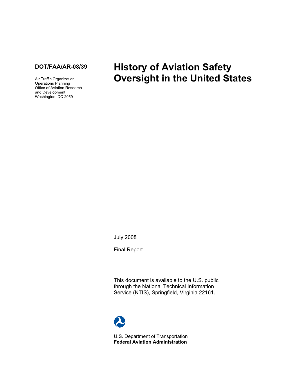 The Advent of Aviation Safety Oversight