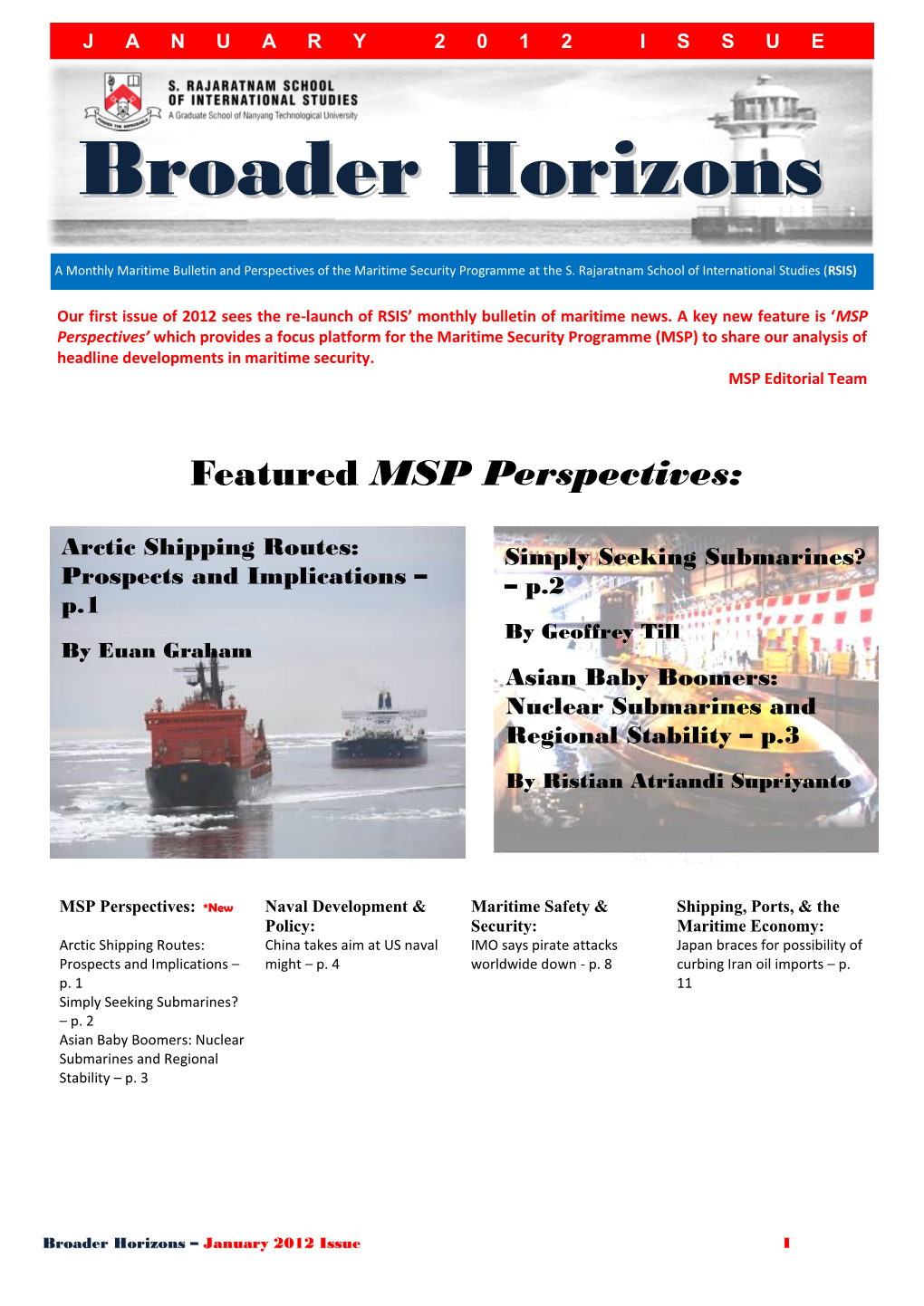 Broader Horizons – January 2012 Issue I