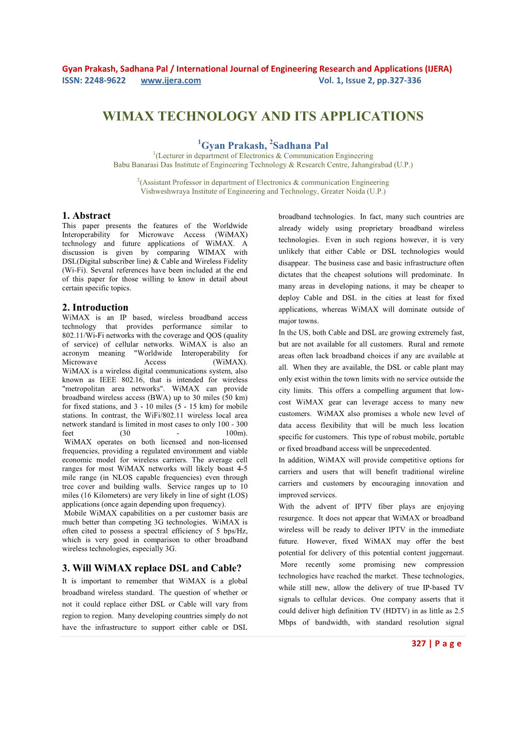 Wimax Technology and Its Applications