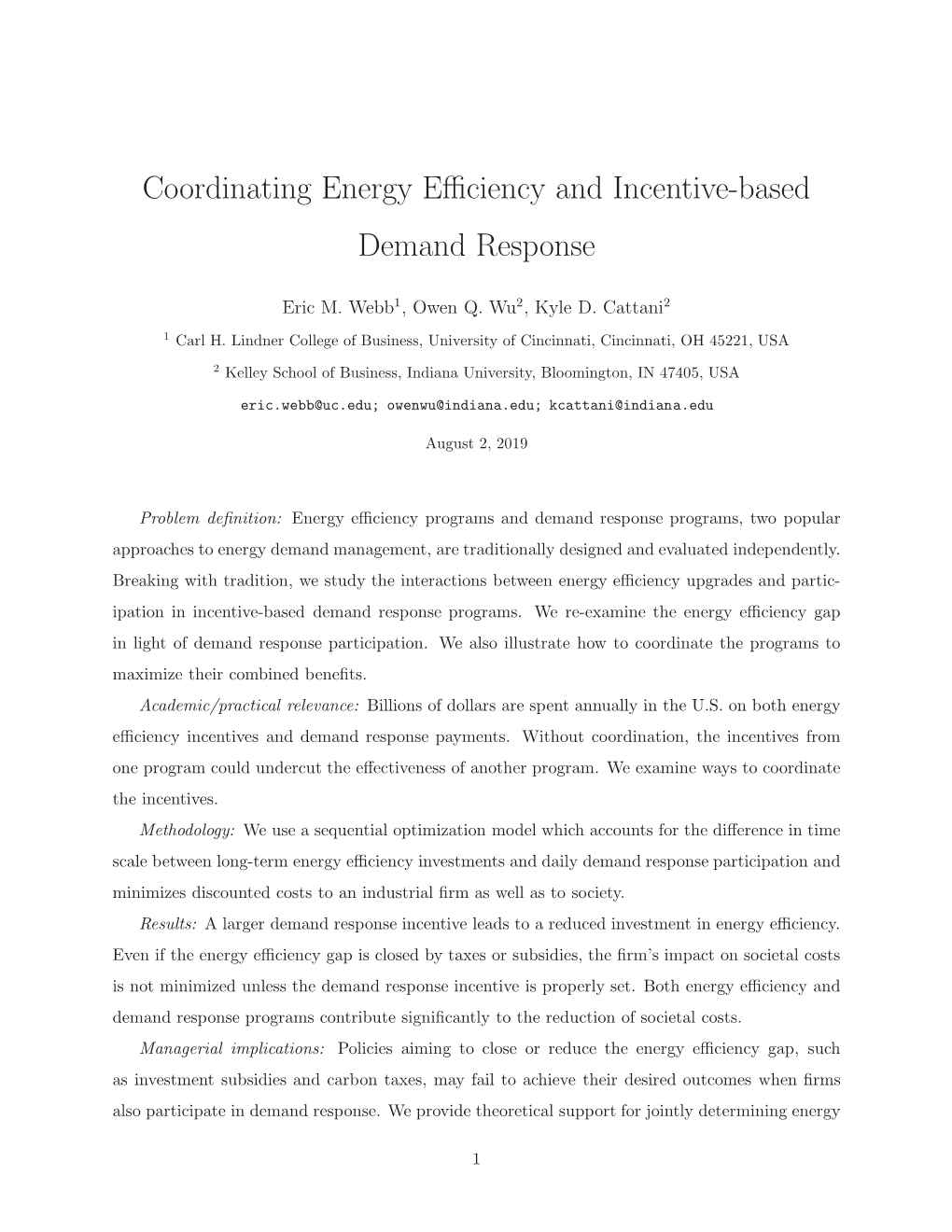 Coordinating Energy Efficiency and Incentive-Based Demand Response