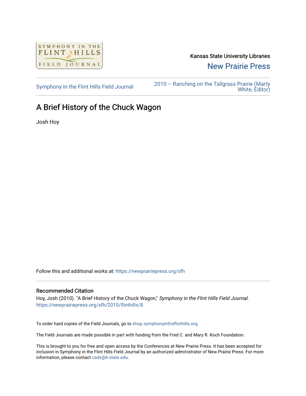 A Brief History of the Chuck Wagon