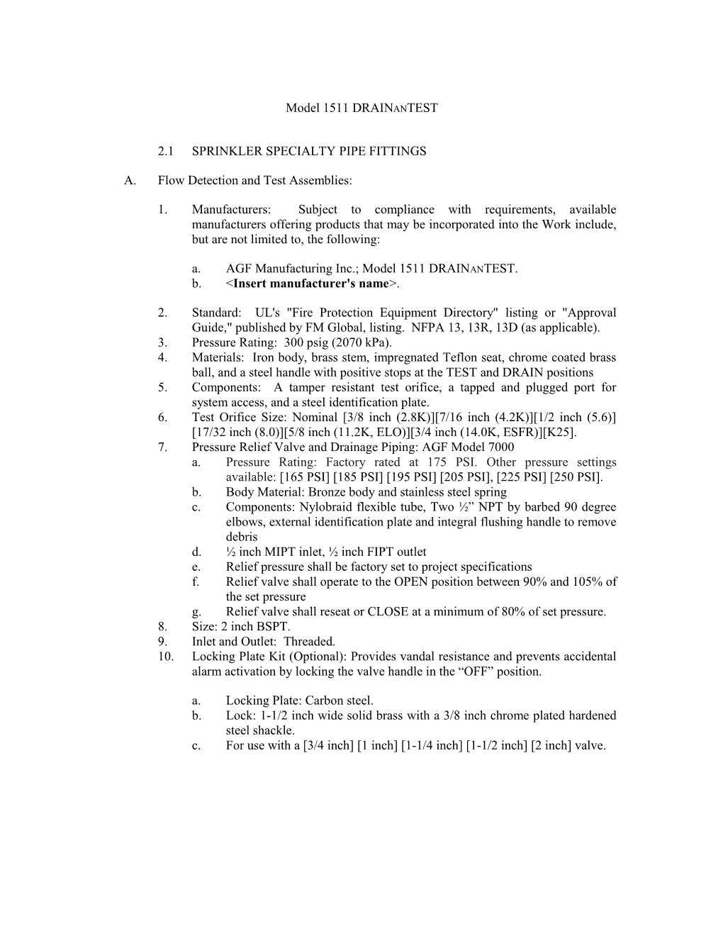 2.1 Sprinkler Specialty Pipe Fittings