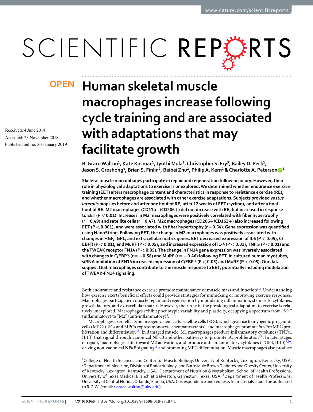 Human Skeletal Muscle Macrophages Increase Following Cycle Training and Are Associated with Adaptations That May Facilitate Grow