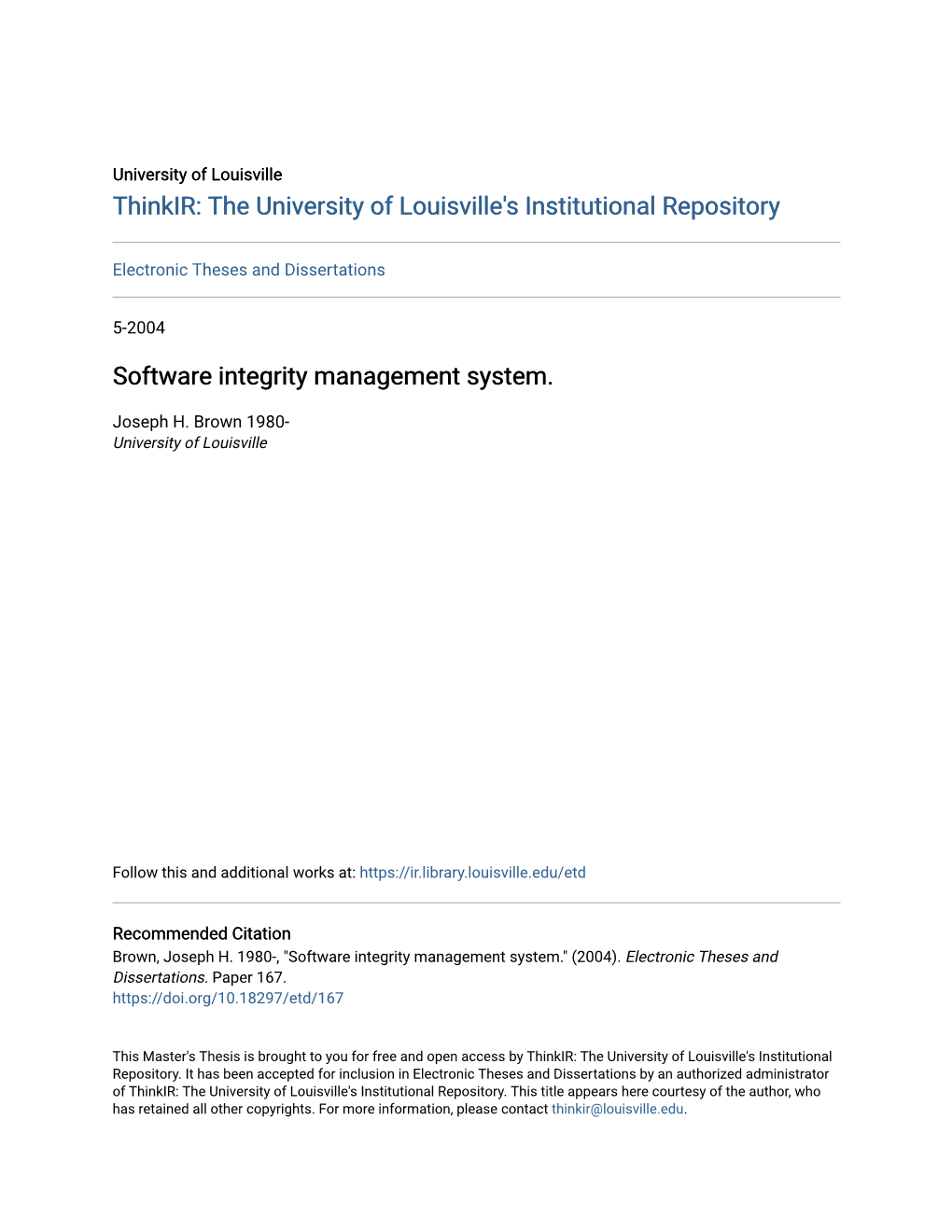 Software Integrity Management System