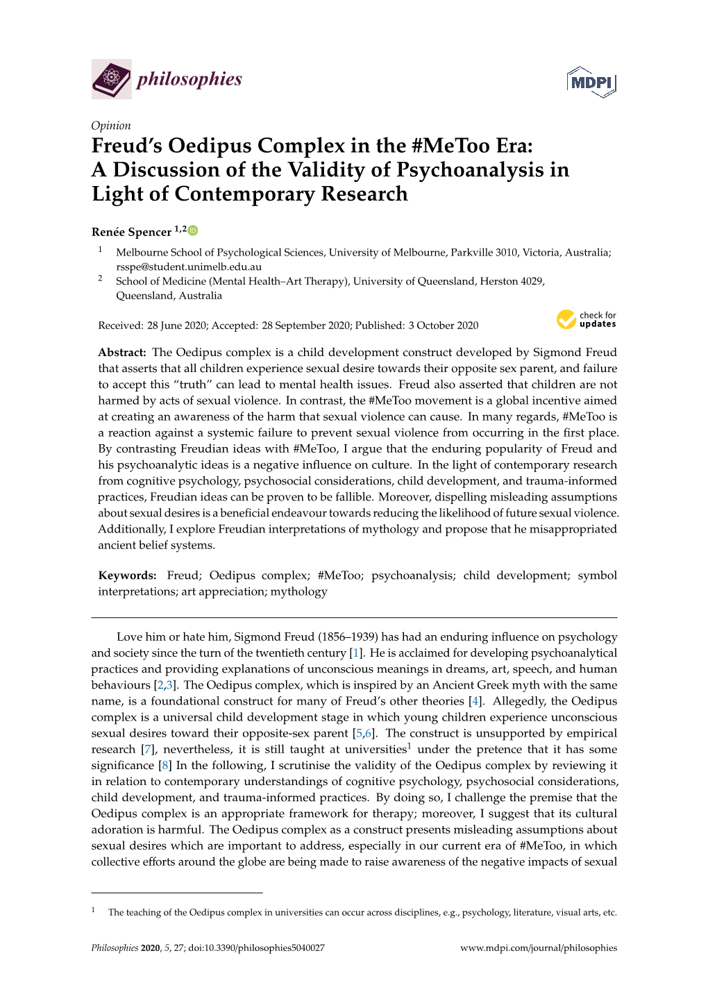 Freud's Oedipus Complex in the #Metoo