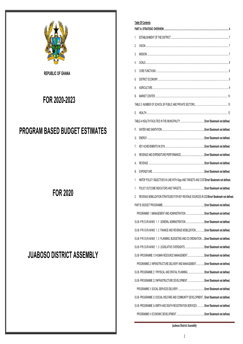 Juaboso District Assembly Sub - Programme 1.5 Human Resource Management